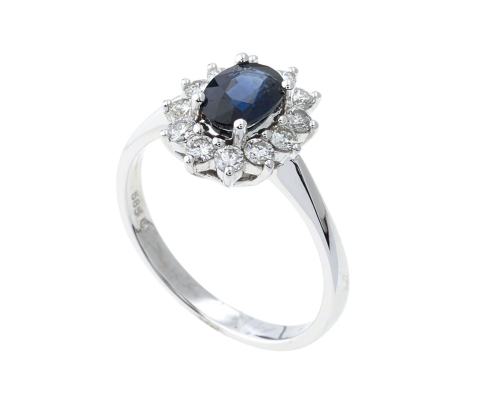 Diamantring med 1,05 carat safir og diamant - Thune