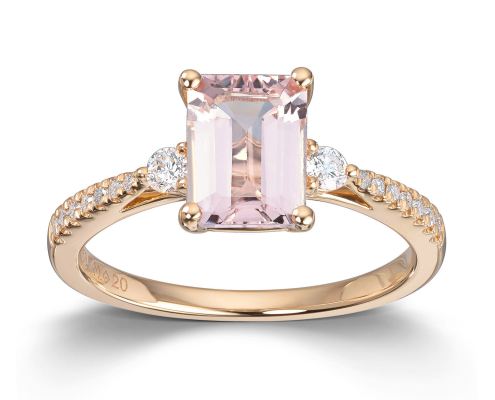 Ring med rosa morganitt i gult gull fra Mestergull