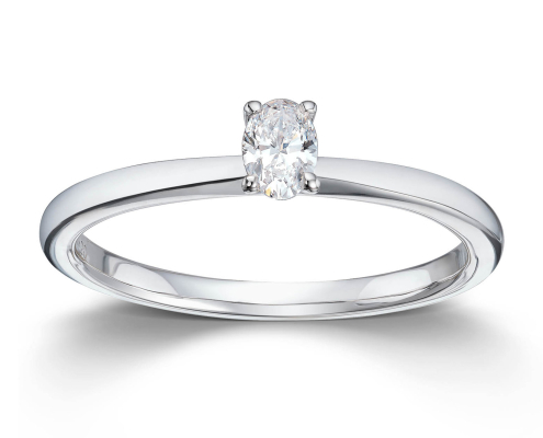 Ring i hitt gull med diamant Mestergull