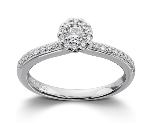 Diamantring i hvitt gull fra Mestergull