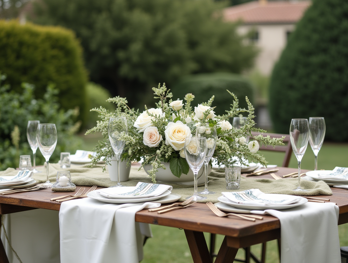Hvite og grønne farger til bryllup er elegant og stilrent