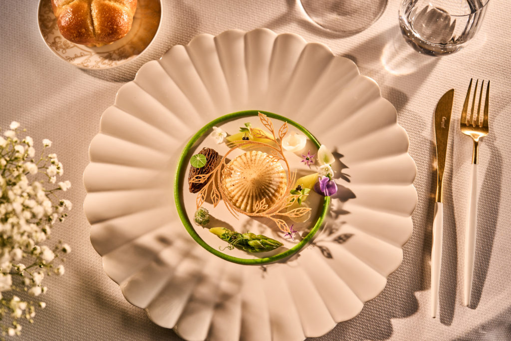 Vakker rett fra restaurant Speilsalen på Britannia i Trondheim.