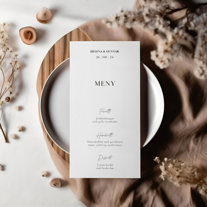 Minimalistisk meny fra Kortlevert Minimalistisk meny fra Kortlevert